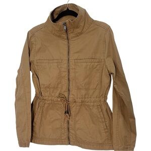 Old Navy Tan Utility Jacket with Stand-Up Collar medium cotton
